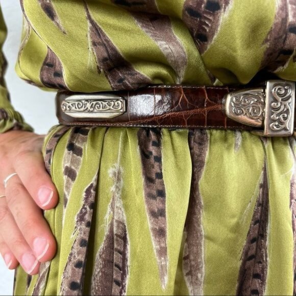 Brighton Leather Croc Embossed Silver Engraved Leather Belt main image 10